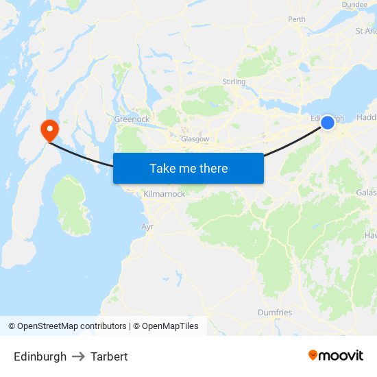 Edinburgh to Tarbert map