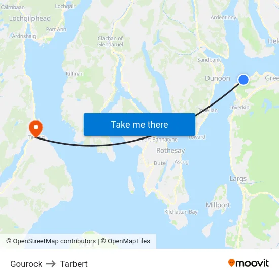 Gourock to Tarbert map