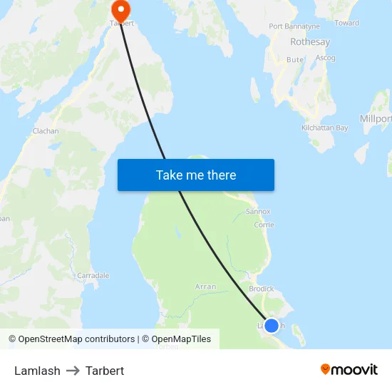 Lamlash to Tarbert map