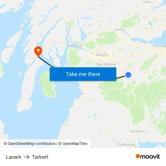 Lanark to Tarbert map