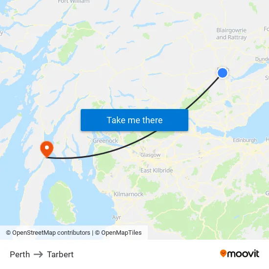 Perth to Tarbert map
