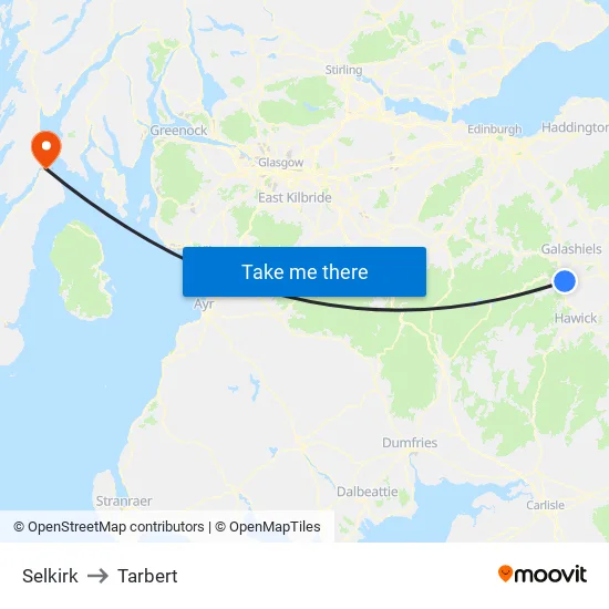 Selkirk to Tarbert map