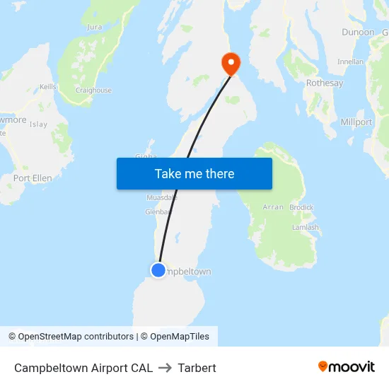 Campbeltown Airport CAL to Tarbert map