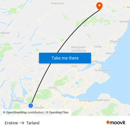 Erskine to Tarland map