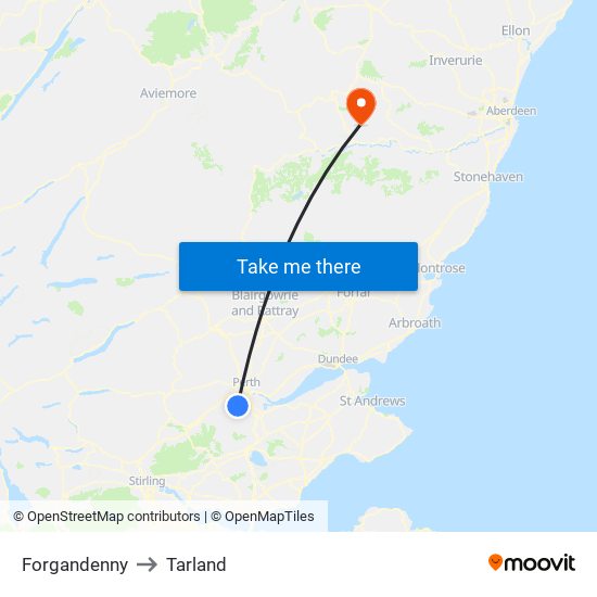 Forgandenny to Tarland map