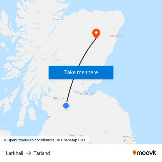 Larkhall to Tarland map