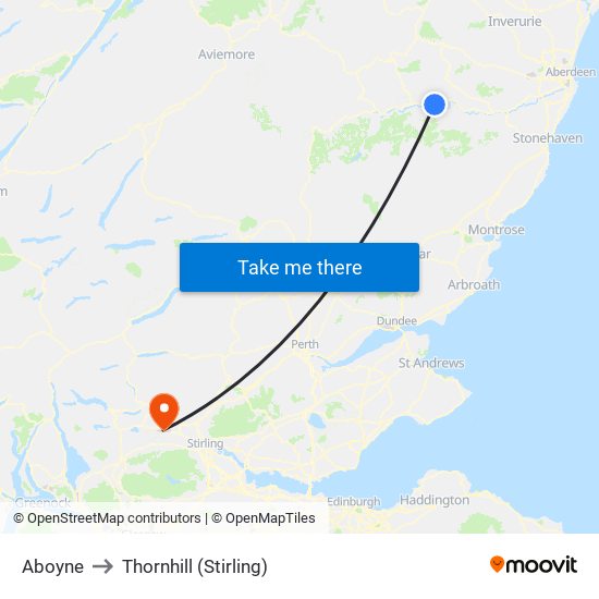 Aboyne to Thornhill (Stirling) map