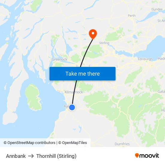 Annbank to Thornhill (Stirling) map