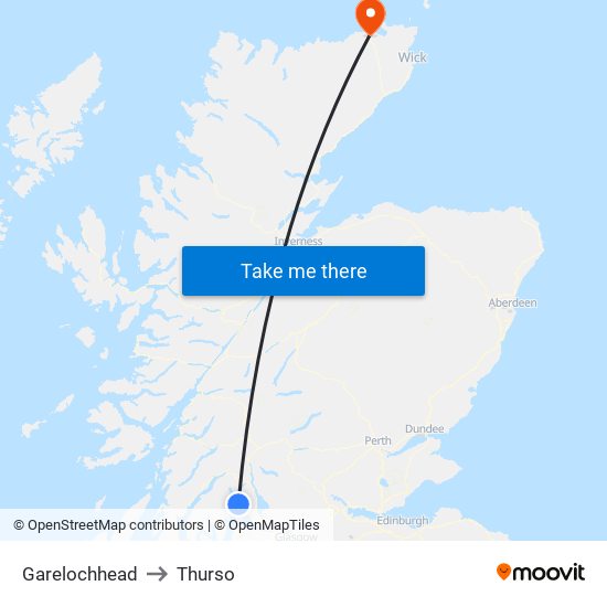 Garelochhead to Thurso map