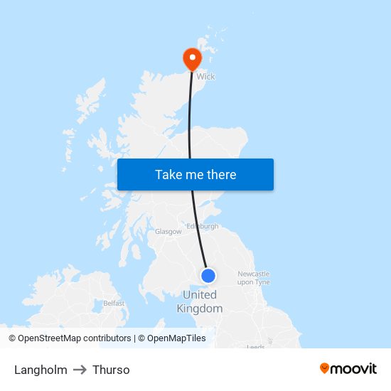 Langholm to Thurso map