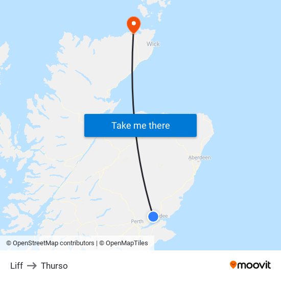 Liff to Thurso map