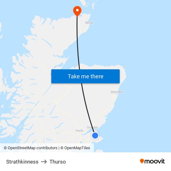 Strathkinness to Thurso map