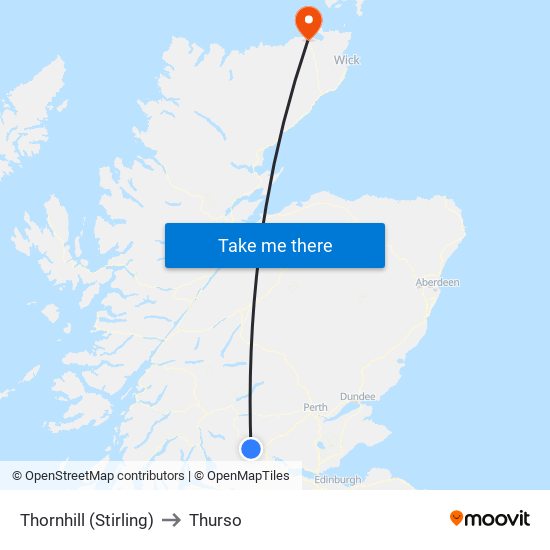 Thornhill (Stirling) to Thurso map