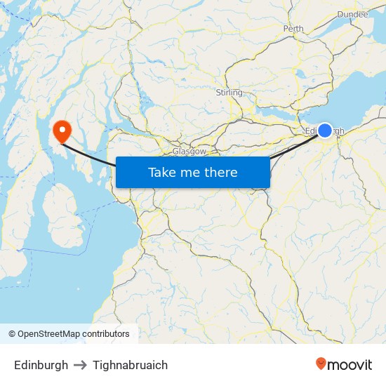 Edinburgh to Tighnabruaich map