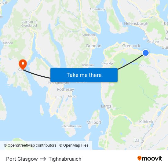 Port Glasgow to Tighnabruaich map
