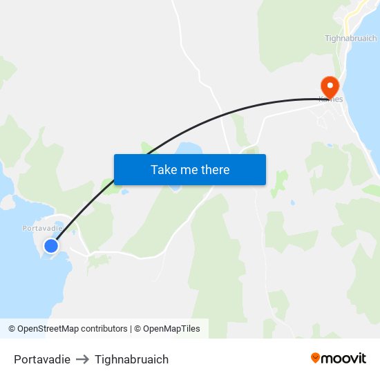 Portavadie to Tighnabruaich map