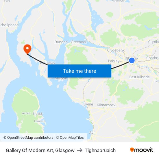 Gallery Of Modern Art, Glasgow to Tighnabruaich map