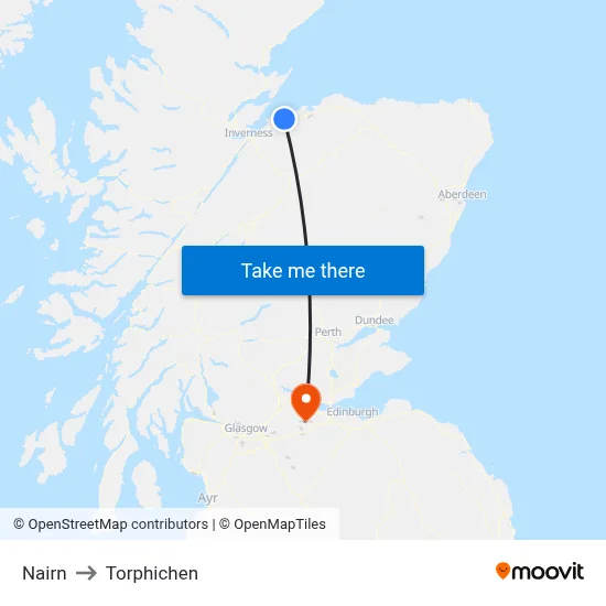 Nairn to Torphichen map