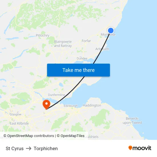 St Cyrus to Torphichen map