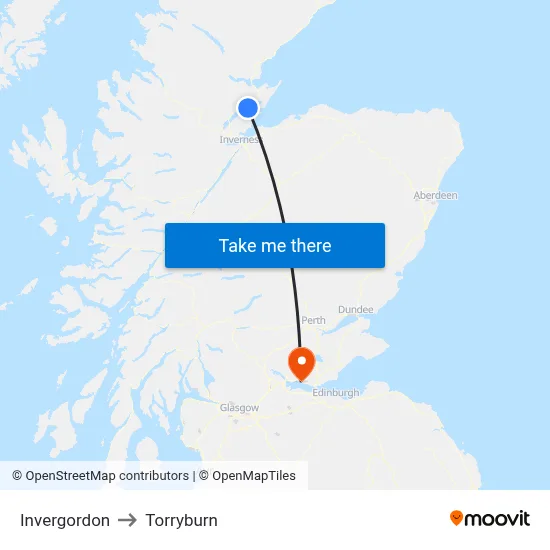 Invergordon to Torryburn map