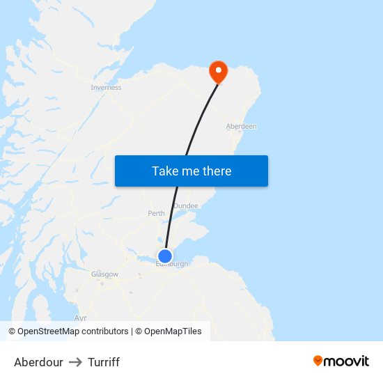 Aberdour to Turriff map