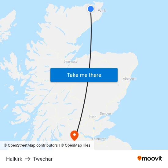 Halkirk to Twechar map