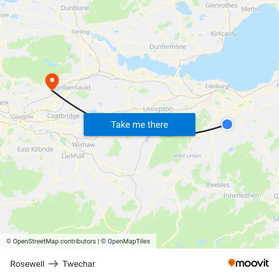 Rosewell to Twechar map