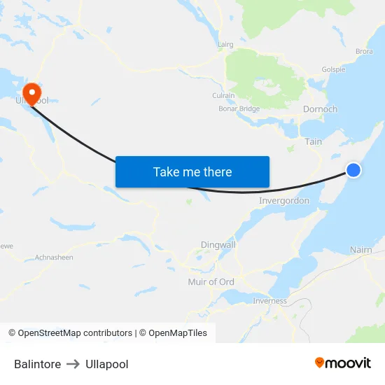 Balintore to Ullapool map