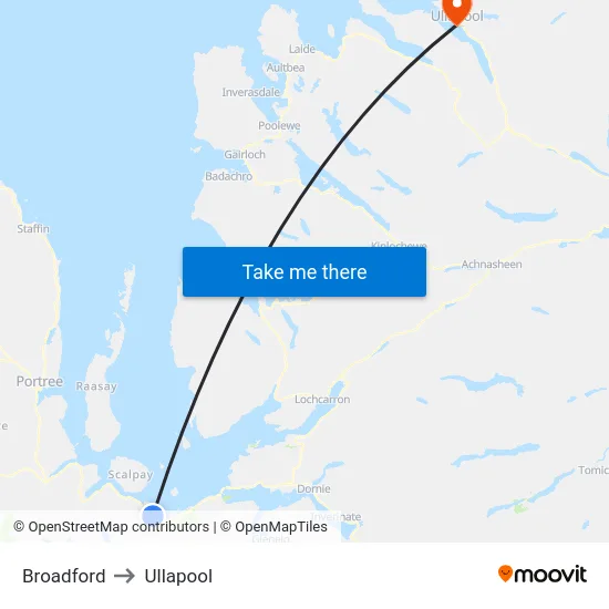Broadford to Ullapool map