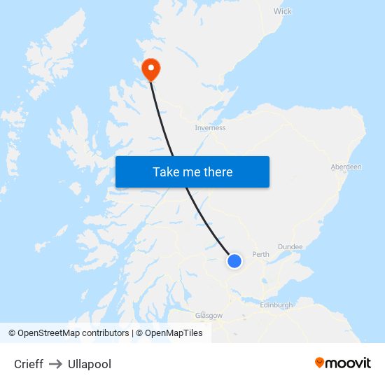 Crieff to Ullapool map