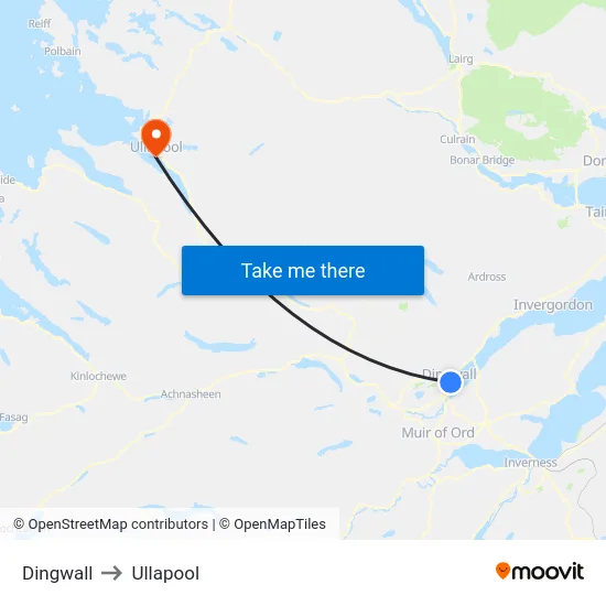 Dingwall to Ullapool map