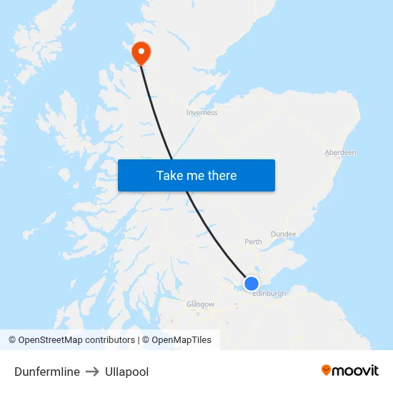 Dunfermline to Ullapool map