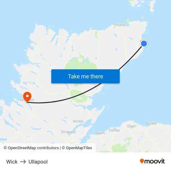 Wick to Ullapool map