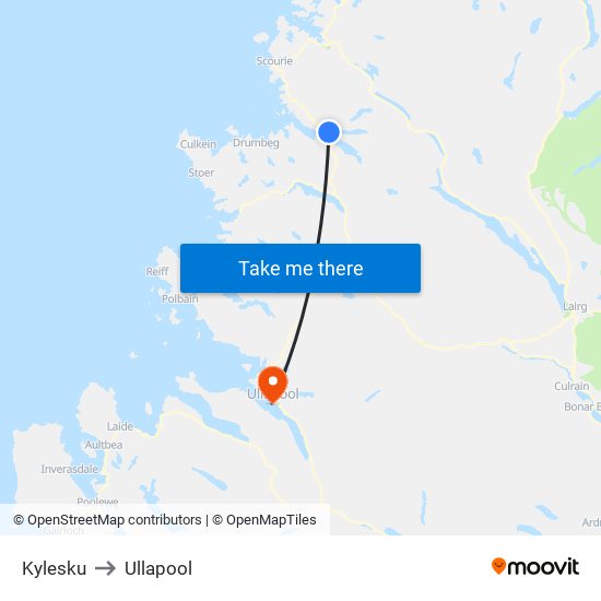 Kylesku to Ullapool map