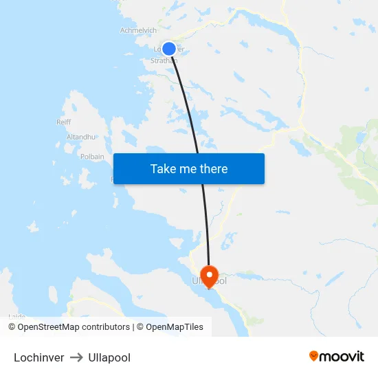 Lochinver to Ullapool map