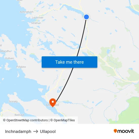 Inchnadamph to Ullapool map