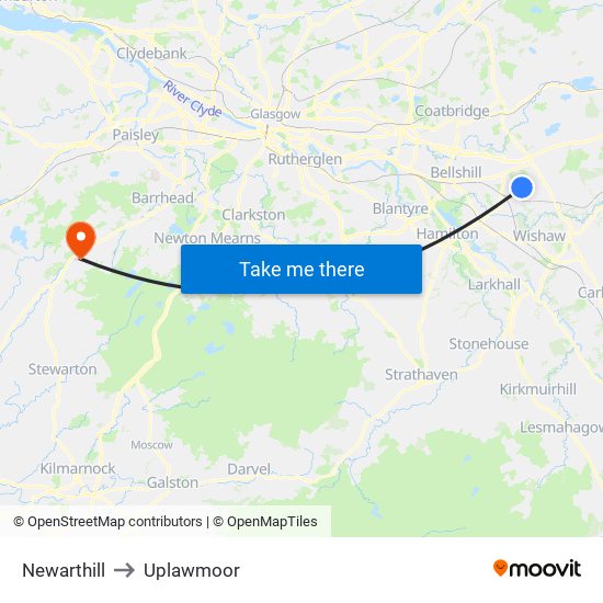 Newarthill to Uplawmoor map