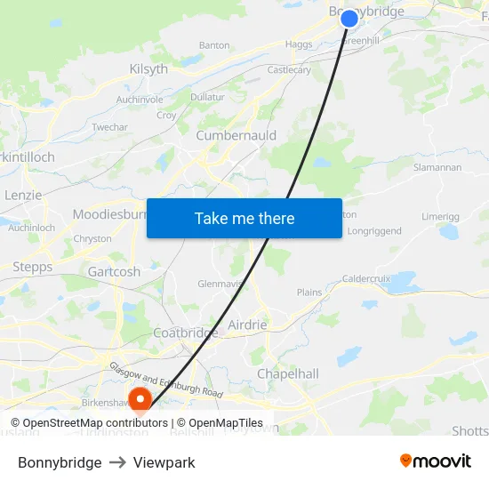 Bonnybridge to Viewpark map
