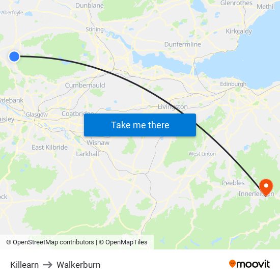 Killearn to Walkerburn map