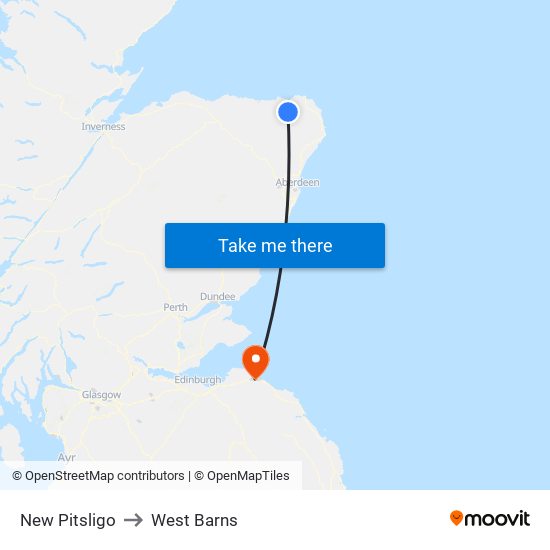 New Pitsligo to West Barns map