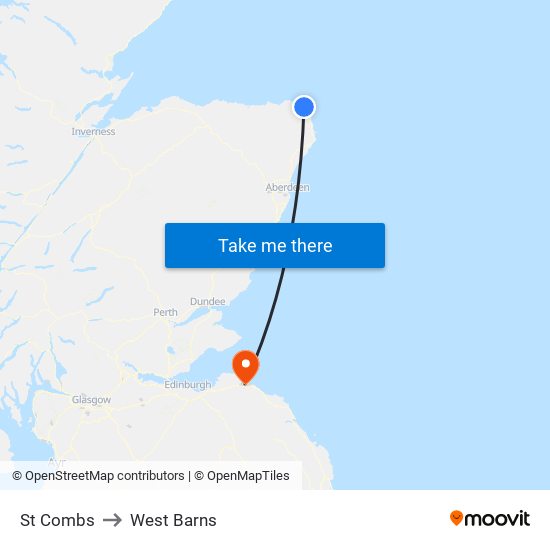 St Combs to West Barns map