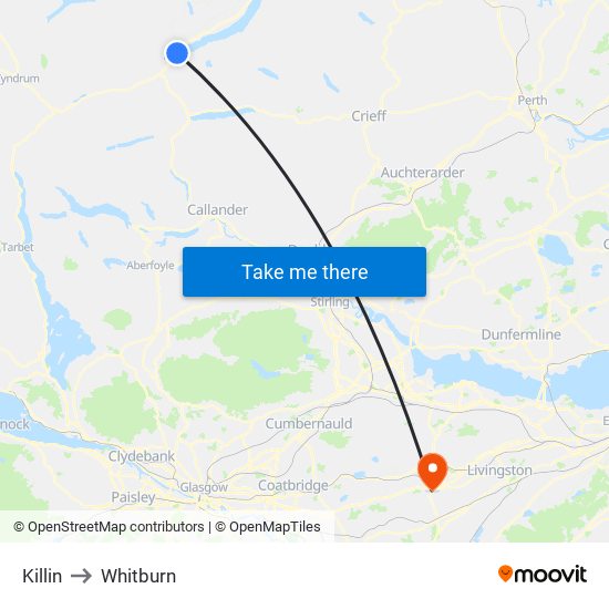 Killin to Whitburn map