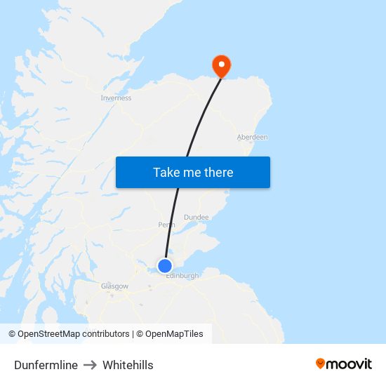 Dunfermline to Whitehills map