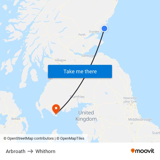 Arbroath to Whithorn map