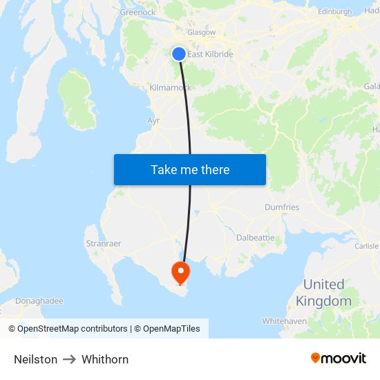 Neilston to Whithorn map