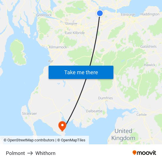 Polmont to Whithorn map