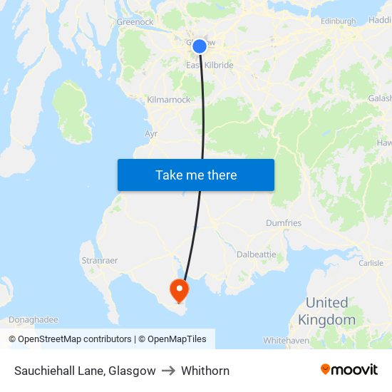 Sauchiehall Lane, Glasgow to Whithorn map