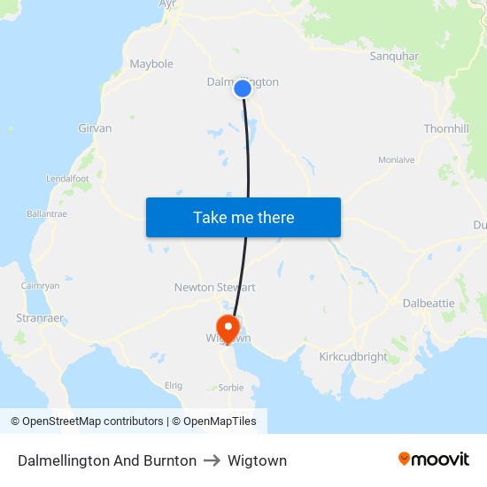 Dalmellington And Burnton to Wigtown map