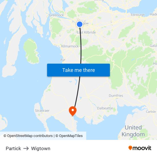 Partick to Wigtown map