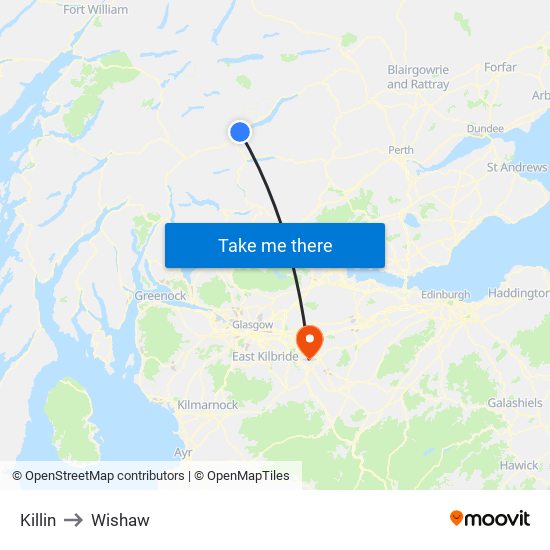 Killin to Wishaw map